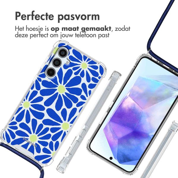 imoshion Design hoesje met koord Samsung Galaxy A55 - Cobalt Blue Flowers Connect