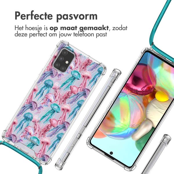 imoshion Design hoesje met koord Samsung Galaxy A71 - Jellyfish Watercolor