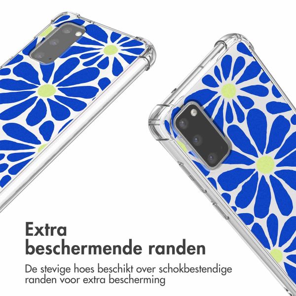 imoshion Design hoesje met koord Samsung Galaxy S20 - Cobalt Blue Flowers Connect