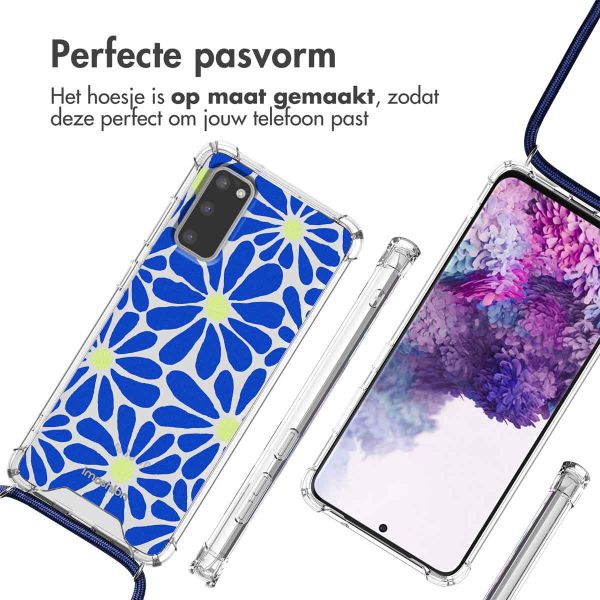 imoshion Design hoesje met koord Samsung Galaxy S20 - Cobalt Blue Flowers Connect