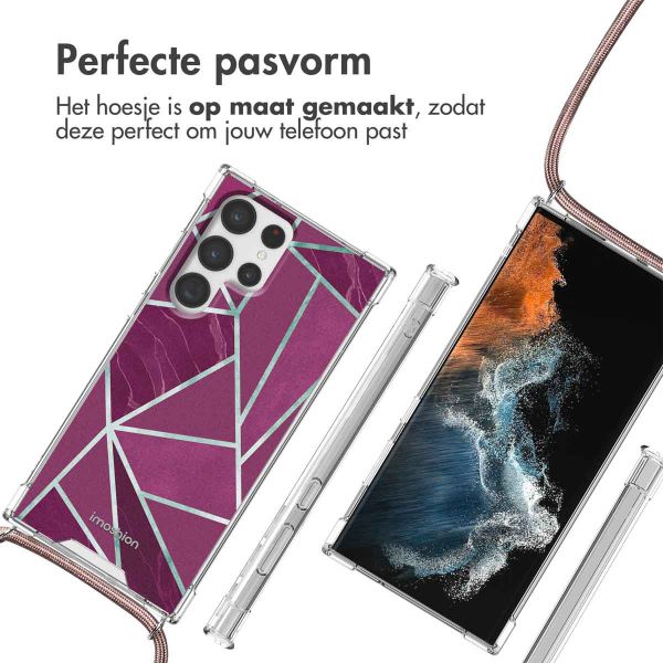 imoshion Design hoesje met koord Samsung Galaxy S22 Ultra - Bordeaux Graphic