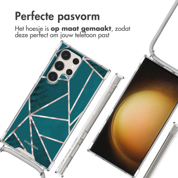 imoshion Design hoesje met koord Samsung Galaxy S23 Ultra - Petrol Green Graphic