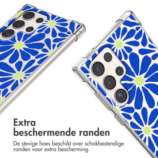 imoshion Design hoesje met koord Samsung Galaxy S23 Ultra - Cobalt Blue Flowers Connect