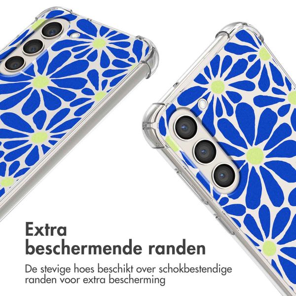 imoshion Design hoesje met koord Samsung Galaxy S23 - Cobalt Blue Flowers Connect