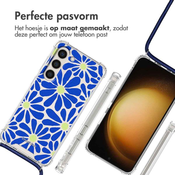 imoshion Design hoesje met koord Samsung Galaxy S23 - Cobalt Blue Flowers Connect