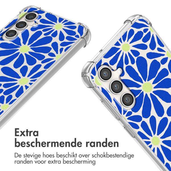 imoshion Design hoesje met koord Samsung Galaxy S23 FE - Cobalt Blue Flowers Connect