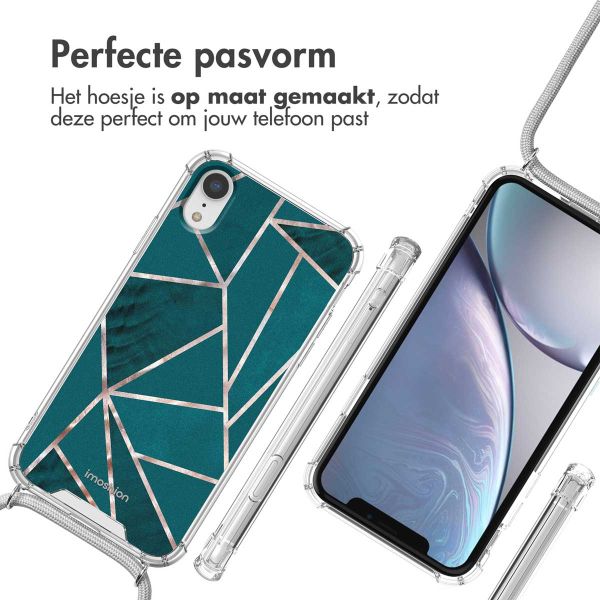 imoshion Design hoesje met koord iPhone Xr - Petrol Green Graphic