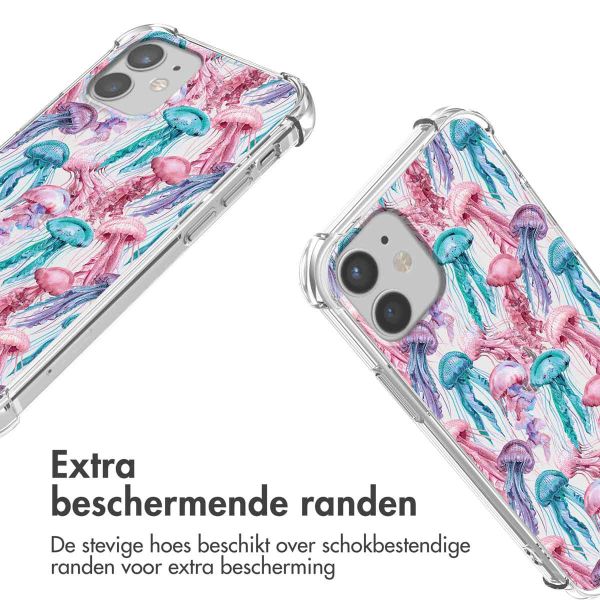 iMoshion Design hoesje met koord iPhone 12 Mini - Jellyfish Watercolor
