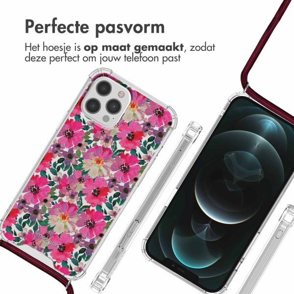 iMoshion Design hoesje met koord iPhone 12 (Pro) - Flower Water