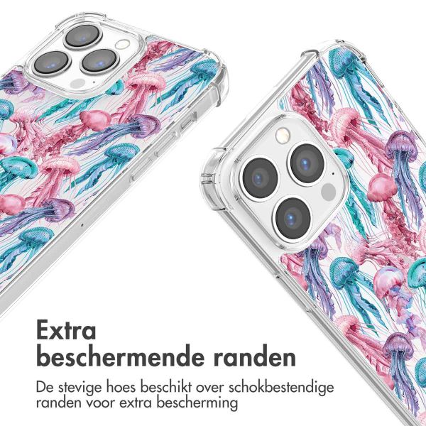 iMoshion Design hoesje met koord iPhone 13 Pro - Jellyfish Watercolor