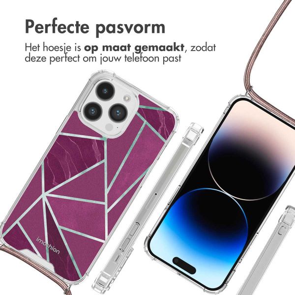 imoshion Design hoesje met koord iPhone 14 Pro - Bordeaux Graphic