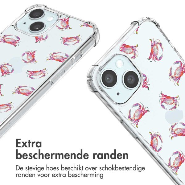 imoshion Design hoesje met koord iPhone 15 - Crab Watercolor