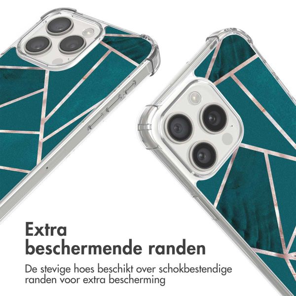 iMoshion Design hoesje met koord iPhone 15 Pro - Petrol Green Graphic