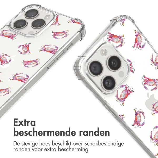 iMoshion Design hoesje met koord iPhone 15 Pro - Crab Watercolor