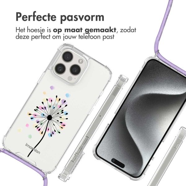 iMoshion Design hoesje met koord iPhone 15 Pro - Sandstone Dandelion