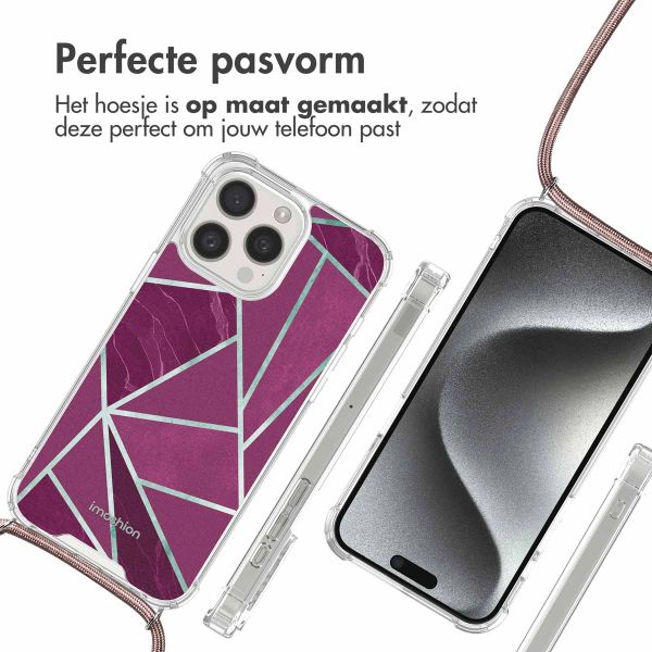 imoshion Design hoesje met koord iPhone 15 Pro Max - Bordeaux Graphic