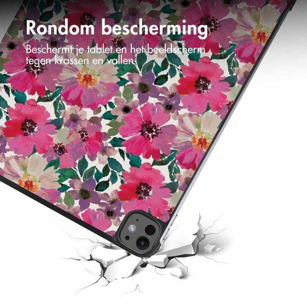 iMoshion Trifold Design Bookcase iPad Pro 13 (2024) M4 - Floral Watercolor