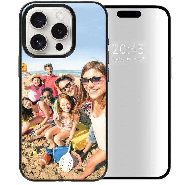 Ontwerp je eigen iPhone 15 Pro hardcase hoesje - Zwart