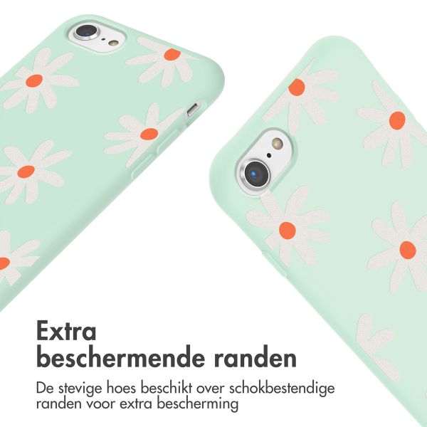 imoshion Siliconen design hoesje met koord iPhone SE (2022 / 2020) / 8 / 7 - Green Flower Distance