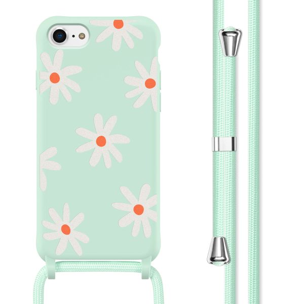 imoshion Siliconen design hoesje met koord iPhone SE (2022 / 2020) / 8 / 7 - Green Flower Distance