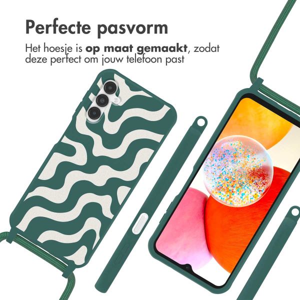 imoshion Siliconen design hoesje met koord Samsung Galaxy A14 (5G/4G) - Petrol Green Groovy