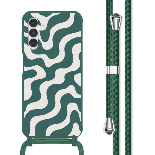 imoshion Siliconen design hoesje met koord Samsung Galaxy A14 (5G/4G) - Petrol Green Groovy