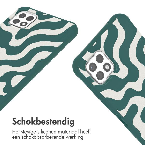 imoshion Siliconen design hoesje met koord Samsung Galaxy A22 (5G) - Petrol Green Groovy