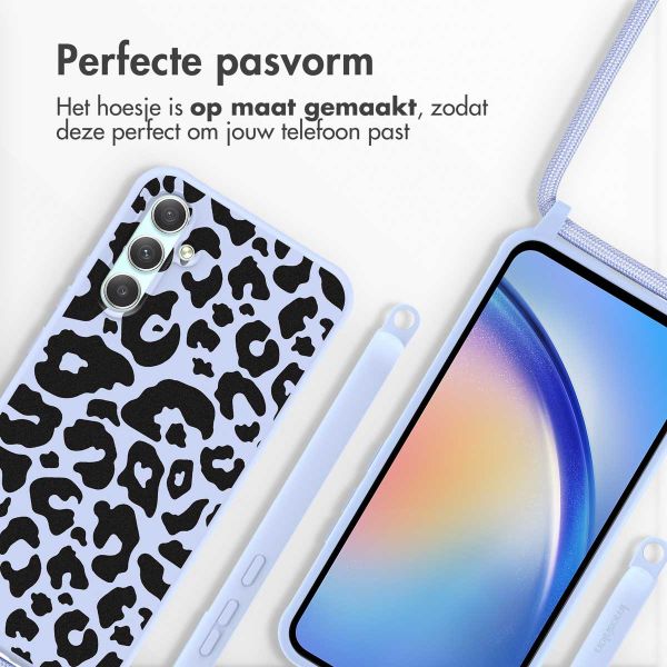 imoshion Siliconen design hoesje met koord Samsung Galaxy A34 (5G) - Animal Lila