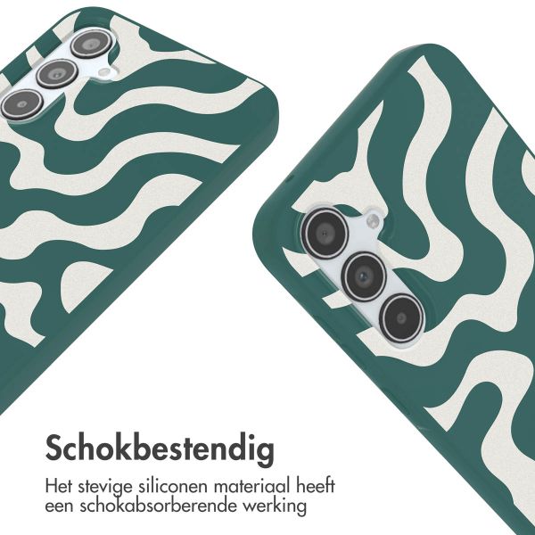 imoshion Siliconen design hoesje met koord Samsung Galaxy A35 - Petrol Green Groovy