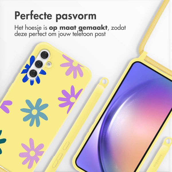 imoshion Siliconen design hoesje met koord Samsung Galaxy A54 (5G) - Yellow Flower Distance