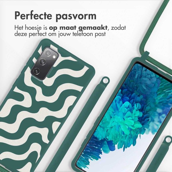 imoshion Siliconen design hoesje met koord Samsung Galaxy S20 FE - Petrol Green Groovy