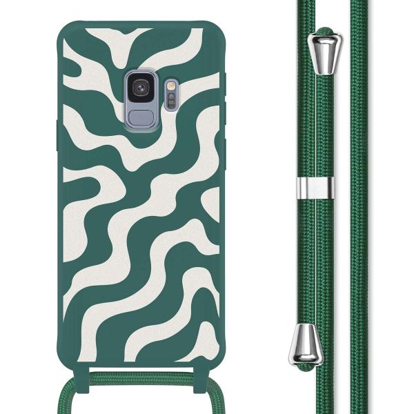 imoshion Siliconen design hoesje met koord Samsung Galaxy S9 - Petrol Green Groovy