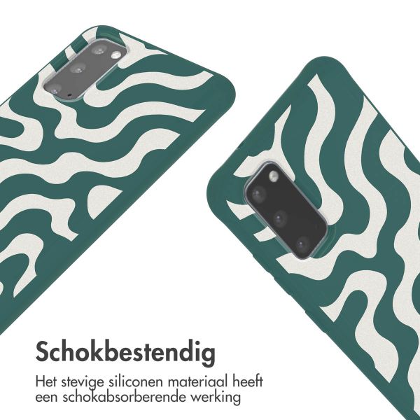 imoshion Siliconen design hoesje met koord Samsung Galaxy S20 - Petrol Green Groovy