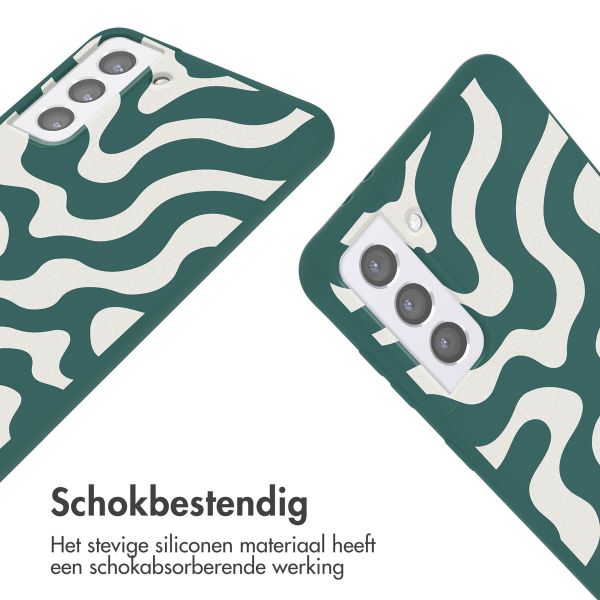 imoshion Siliconen design hoesje met koord Samsung Galaxy S21 - Petrol Green Groovy