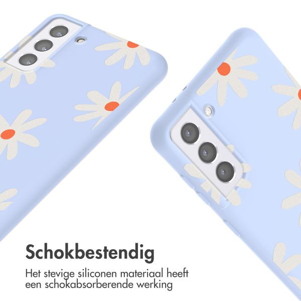 imoshion Siliconen design hoesje met koord Samsung Galaxy S21 - Lila Flower Distance