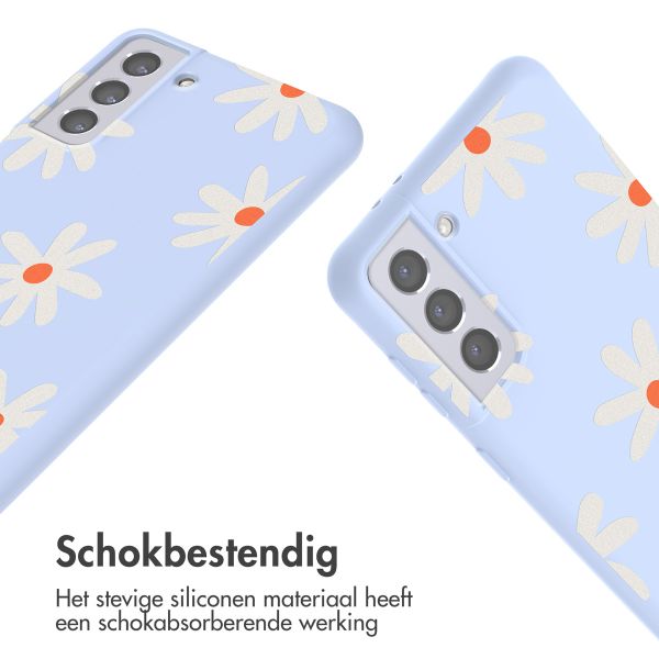 imoshion Siliconen design hoesje met koord Samsung Galaxy S21 Plus - Lila Flower Distance