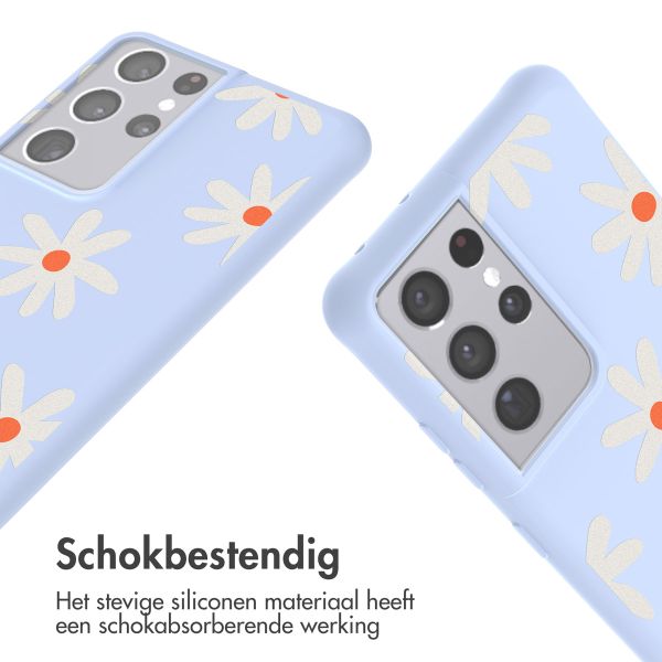 imoshion Siliconen design hoesje met koord Samsung Galaxy S21 Ultra - Lila Flower Distance