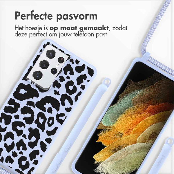 imoshion Siliconen design hoesje met koord Samsung Galaxy S21 Ultra - Animal Lila