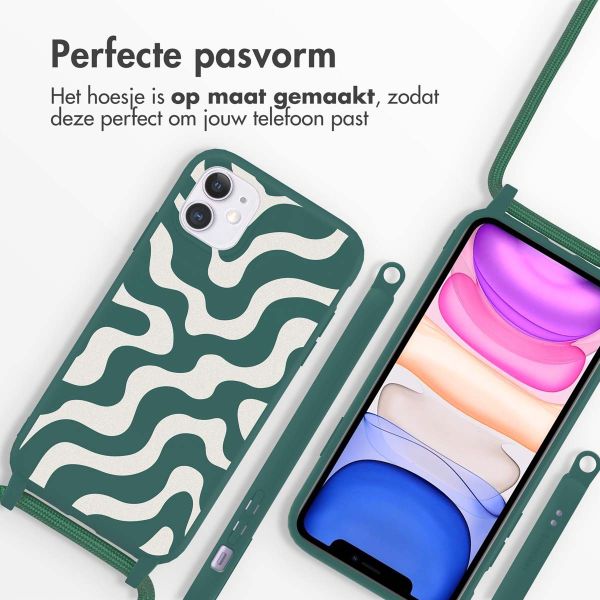 imoshion Siliconen design hoesje met koord iPhone 11 - Petrol Green Groovy