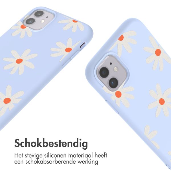 imoshion Siliconen design hoesje met koord iPhone 11 - Lila Flower Distance