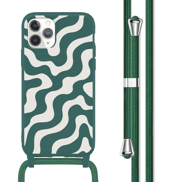 imoshion Siliconen design hoesje met koord iPhone 11 Pro - Petrol Green Groovy