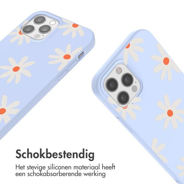 imoshion Siliconen design hoesje met koord iPhone 12 (Pro) - Lila Flower Distance