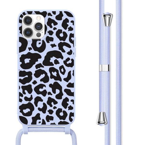 imoshion Siliconen design hoesje met koord iPhone 12 (Pro) - Animal Lila