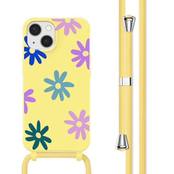 imoshion Siliconen design hoesje met koord iPhone 13 - Yellow Flower Distance