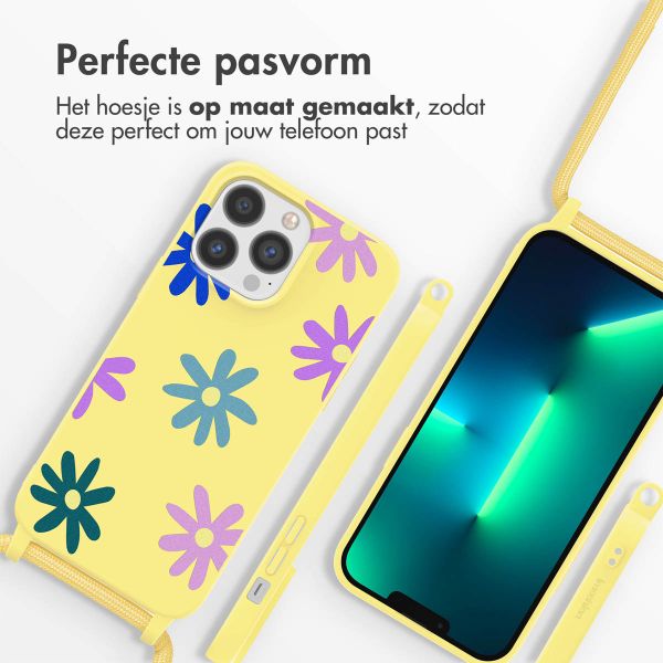 imoshion Siliconen design hoesje met koord iPhone 13 Pro - Yellow Flower Distance