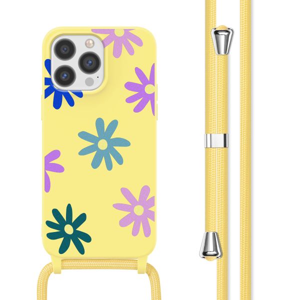 imoshion Siliconen design hoesje met koord iPhone 13 Pro - Yellow Flower Distance