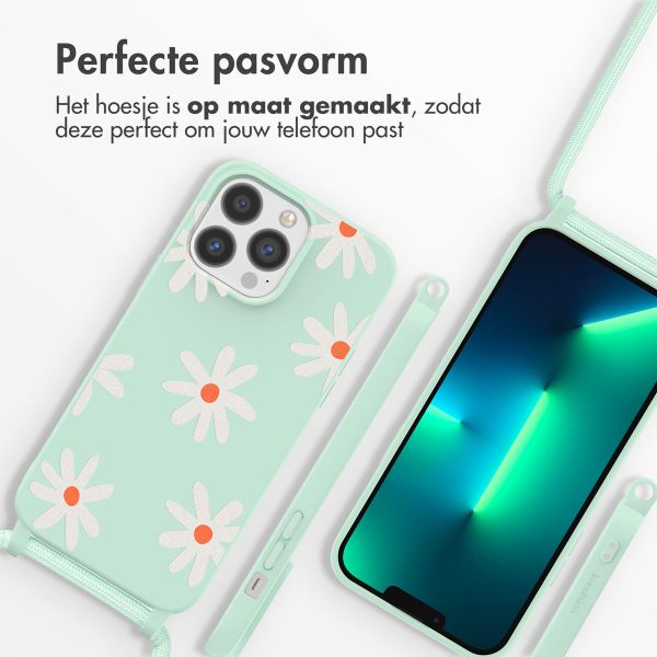 imoshion Siliconen design hoesje met koord iPhone 13 Pro - Green Flower Distance