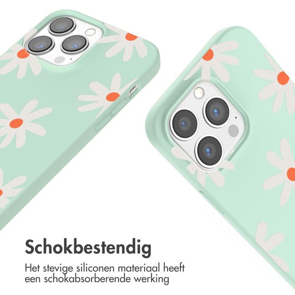 imoshion Siliconen design hoesje met koord iPhone 13 Pro - Green Flower Distance