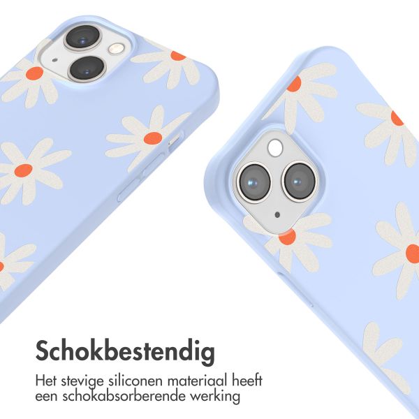 imoshion Siliconen design hoesje met koord iPhone 14 - Lila Flower Distance