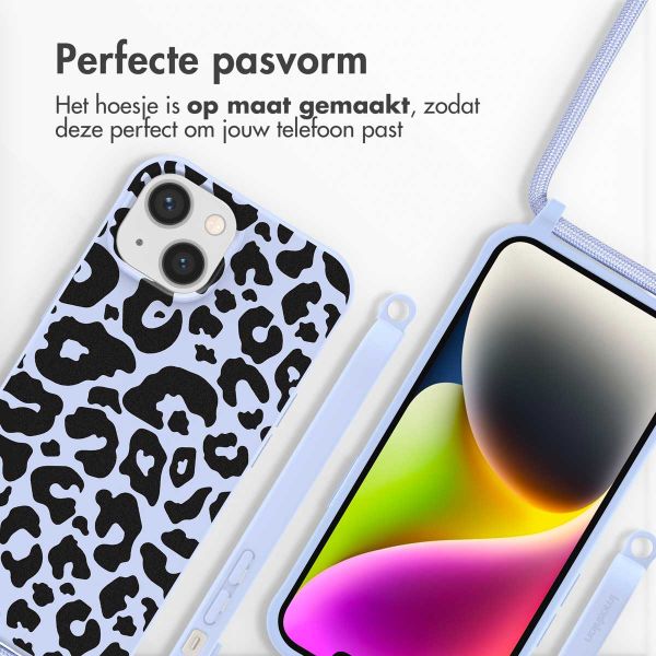 imoshion Siliconen design hoesje met koord iPhone 14 - Animal Lila